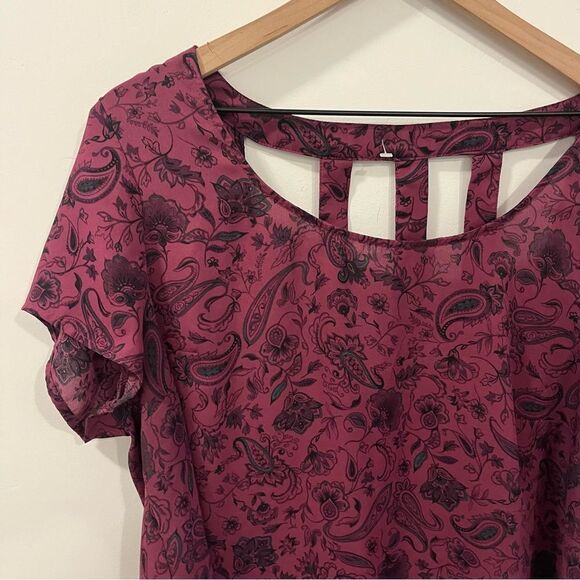 Torrid Abbey Georgette Cage Back Blouse Size 0/Large/12 Paisley Print - Picture 6 of 13